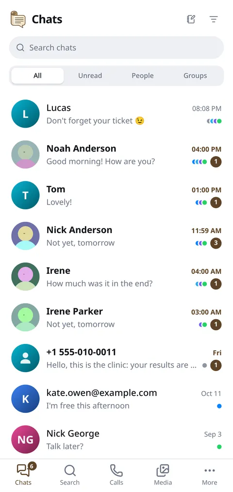 The chats on a phone