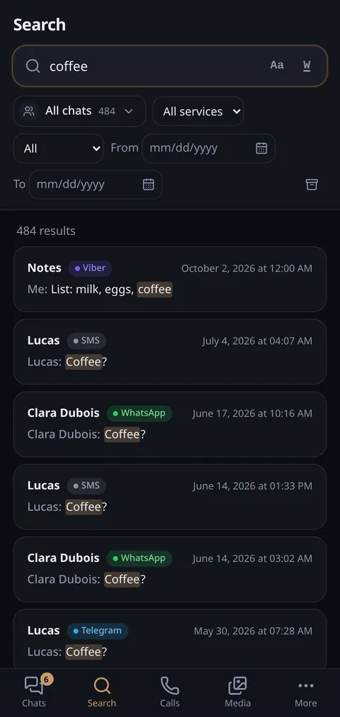 Search on a phone